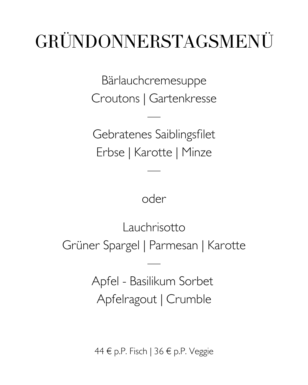 Gründonnerstag Menü